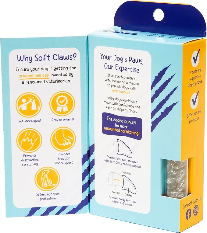 Soft Claws Canine Dog and Cat Nail Caps Take Home Kit, Small, Sparkle Silver