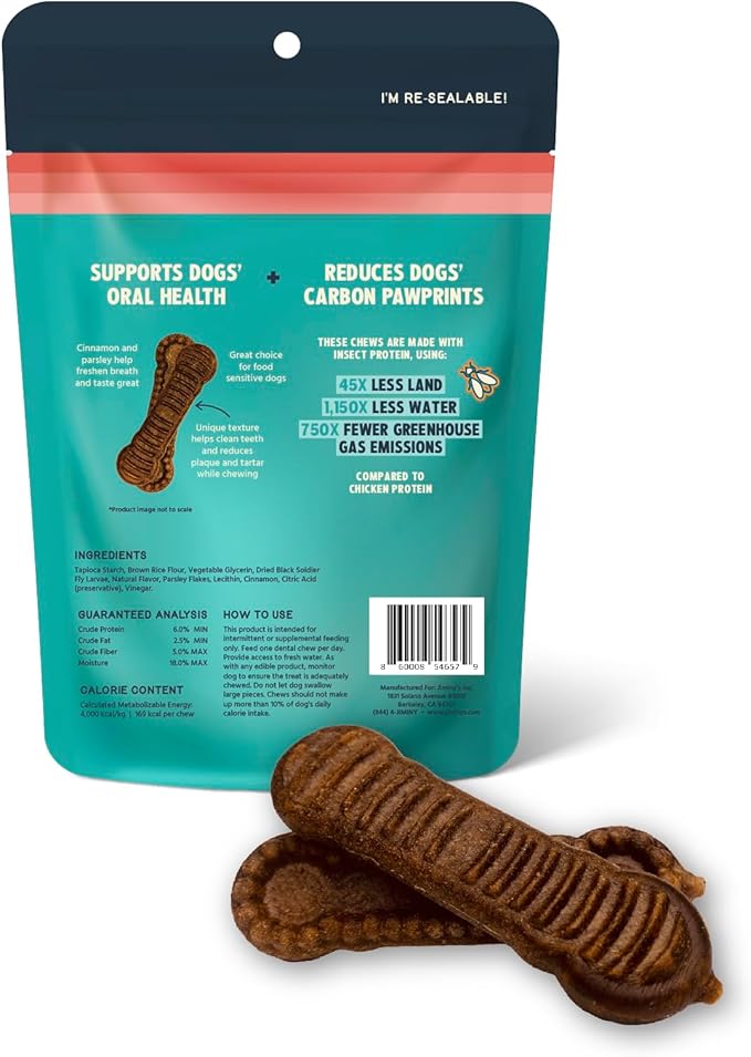 Jiminy's Dental Chews for Dogs, Cinnamon Flavor, Scientifically Proven to Improve Oral Health, Dental Bones Clean Teeth, Fight Bad Breath, and Removes Plaque and Tartar, Large, 7ct (Pack of 1)