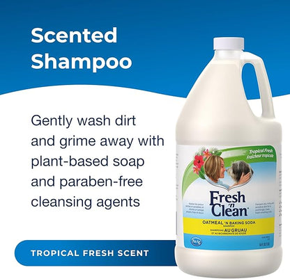 PetAg Fresh _ Clean Oatmeal _ Baking Soda Shampoo - Tropical Fresh Scent - 64 oz - Nurtures Dry, Itchy & Sensitive Skin with Vitamin E & Aloe - Strengthens & Repairs Coats - Soap Free