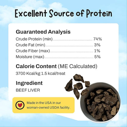 Zora's Best Friendz 100% Human Grade Freeze Dried Beef Liver Dog Treats, 3 oz. - Small, Medium & Large Dogs, Healthy, Grain-Free, Gluten-Free, No Preservatives, Made in The USA