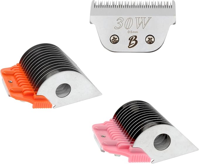 30 Wide Blade & 32mm 38mm Wide Clipper Guard Attachment Set for A5 Series Clippers| Stainless Steel Blade for Professional Dog Groomers| Snap-On/Off Design Wide Guard Combs for Dog Grooming