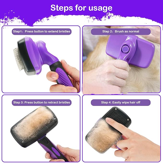 Pet Grooming Brush, The Ultimate Dog Brushes for Shedding Hair, Fur, Comb for Grooming Long Haired & Short Haired Dogs, Cats, Rabbits & More, Shedding and Grooming Tool for Dog and Cat Brush