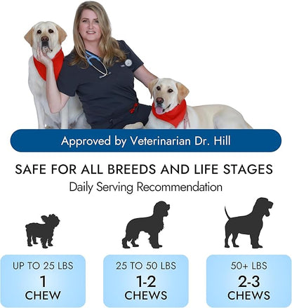 Pet Vet Calming Chews for Dogs – Dog Anxiety Relief (Beef Liver Flavor 60 Chews) – Stress Relief, Dog Supplements for Hyperactive & Anxious Dogs – Dog Anxiety Chews for Relaxation, Dog Care Products