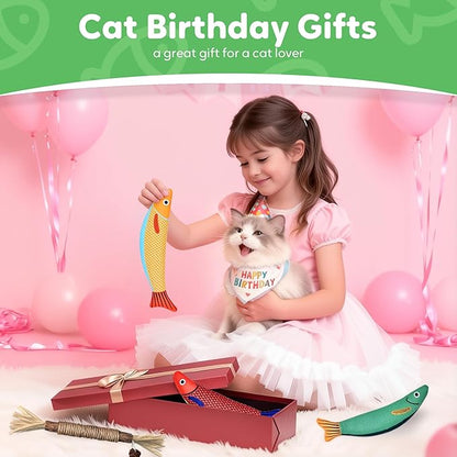 Catnip Toys Saury Fish, Cat & Kitten Chew Kicker Interactive Crinkle Toys for Bored Indoor Adult Cats & Kitten, Cat Gifts Teething Toys Soft and Durable for All Breeds