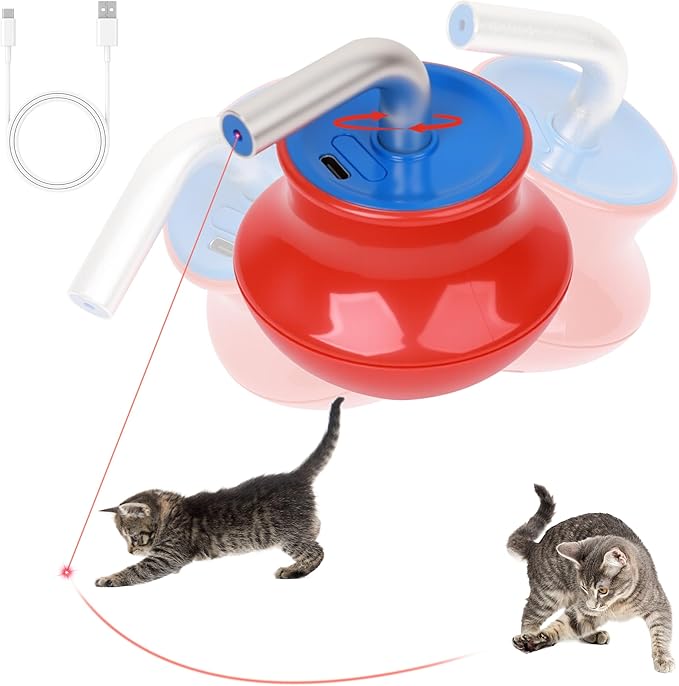Pet Prime Cat Stimulation Toys for Indoor Cats Automatic 360° Random Rotation Cat Laser Toy Rechargeable Interactive Cat Toy for Bored Indoor