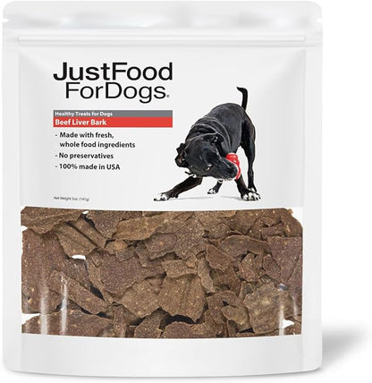 JustFoodForDogs Limited-Ingredient Beef Liver Healthy Dog Treats, Preservative-Free, Made in The USA, 5 oz