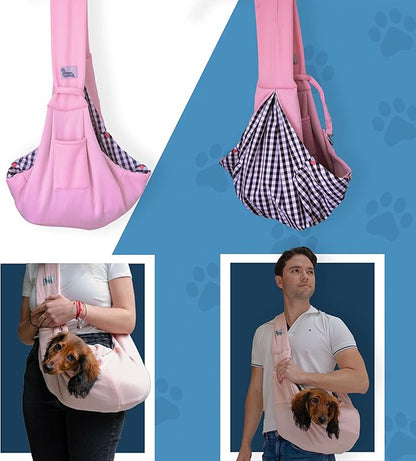 Pet Carrier for Small Dogs & Cats, Sling Carrier with Safety Buckle, Buttons and Front Pocket, Soft, Durable Design, Dog Carriers for Small Dogs 0-12 lbs, Dog Pouch Carrier (Light Grey)