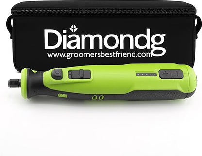 Rotary Tool for Dog Nail Grinding, Cordless, 8V Lithium Ion Battery, Lighted Tip, 4 Hour Run Time (Green)