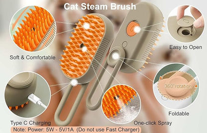 2024 Multifunctional Pet Brush for Detangling and Hair Removal - 3-in-1 Grooming Comb with Massage Function for Cats and Dogs (Khaki)
