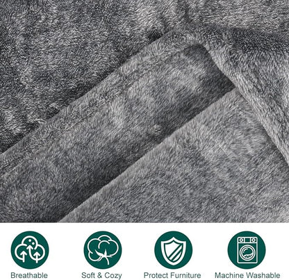 Onarway Dog Blanket Washable for Bed: Dog Blankets 78”x70” - Fluffy Soft Large Throw for Cat Puppy Kitten Dogs - Fleece Pet Blankets for Crate Couch Car and Indoor - Grey