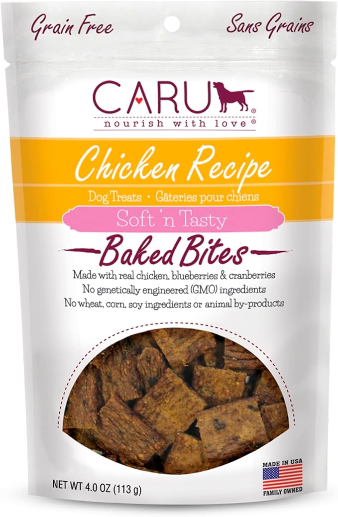 CARU - Soft 'n Tasty Baked Bites - Chicken Bites Dog Treats - Flavorful Training Treats - 4 oz