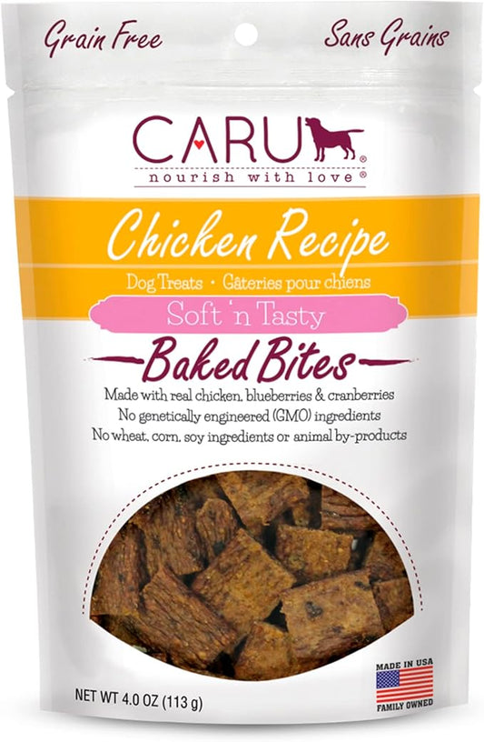 CARU - Soft 'n Tasty Baked Bites - Chicken Bites Dog Treats - Flavorful Training Treats - 4 oz