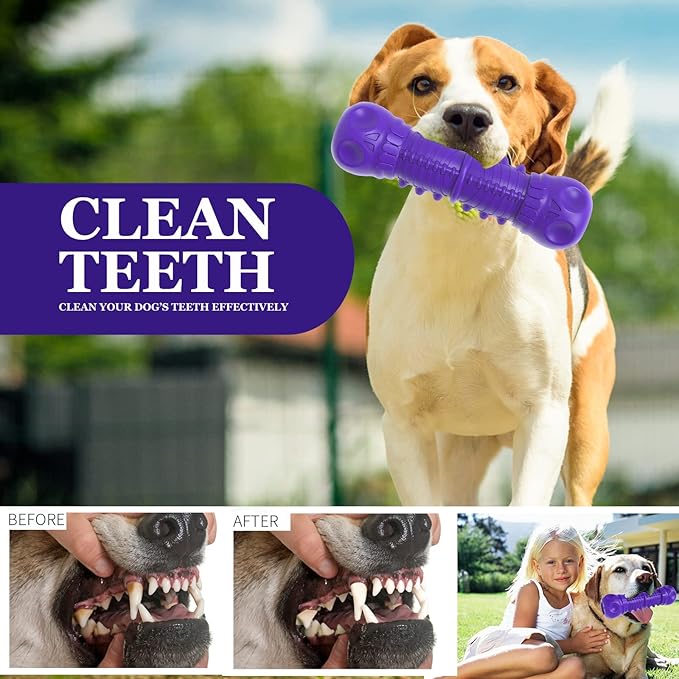 Dog Squeaky Toys for Aggressive Chewers, Durable Dog Chew Toys for Large Medium Breed Dog, Dog Toys, Tough Durable Dogs Toys with Natural Rubber (A Violet, for Larege Dogs)