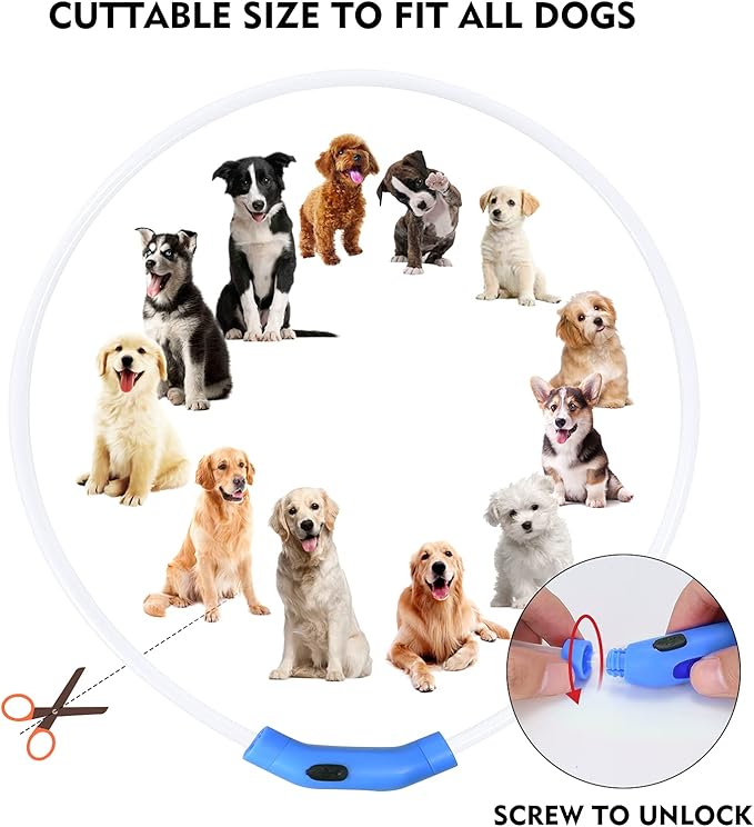 LED Dog Collar, Rechargeable Light Up Dog Collars,IP67 Waterproof Dog Lights for Night Walkingï¼_djustable, Reusable Safety Necklace for Small Medium Large Dogs (Green)