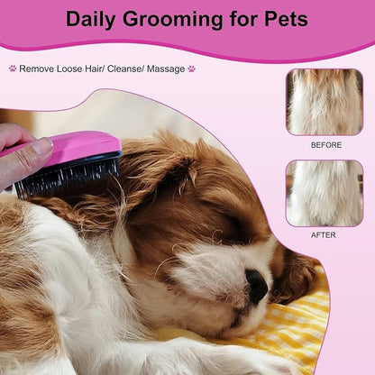 Puppy Brush for Small Dogs - Soft Dog Brush - Perfect Yorkie, Shih Tzu, Maltipoo & Maltese Grooming - Gentle Hair Remover for Easy Pet Grooming at Home (Pink)