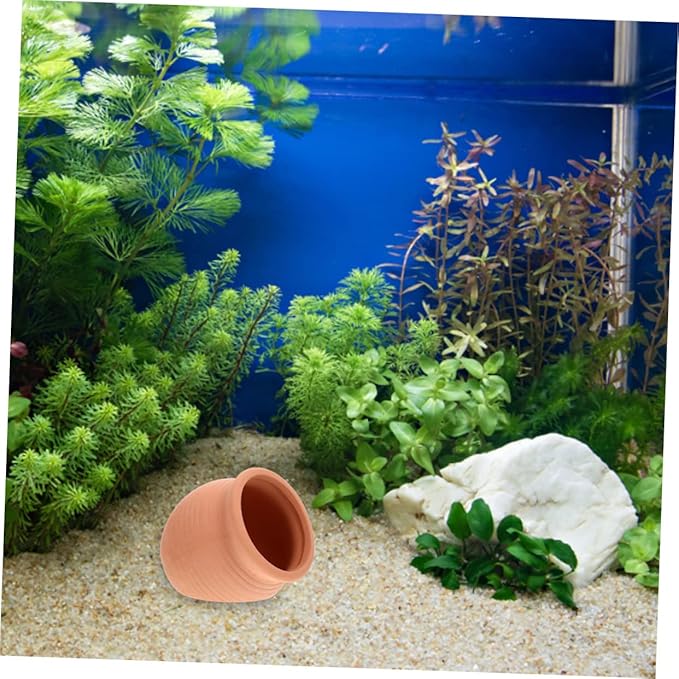 Aquarium Cave Ceramic Decoration, Fish Tank Aquarium Decorations Fish Shelter Decor Hideaway Cave Ceramics and Shrimp Clay Pot Accessories