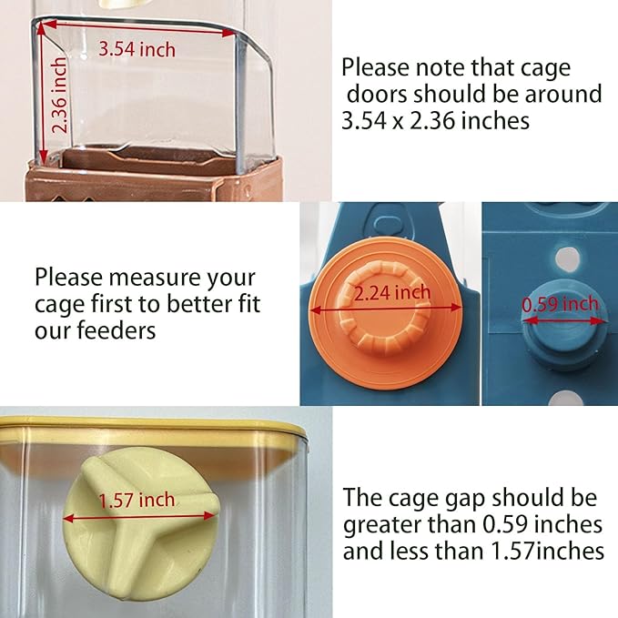 No Mess Bird Feeder Water Dispenser Set, Automatic Transparent Parrot Feeder Acrylic Parrot Food Container Drinker Cage Accessories for Small Birds Canary Parakeet Finch (Blue+Blue, 1)