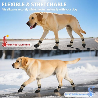 PUPTECK Dog Shoes for Hot Pavement Small Medium Large Size Dogs, Booties and Paw Protectors for Hardwood Floors, Grippy Socks to Prevent Licking Rubber Rain Hiking Boots for Senior Anti Slip