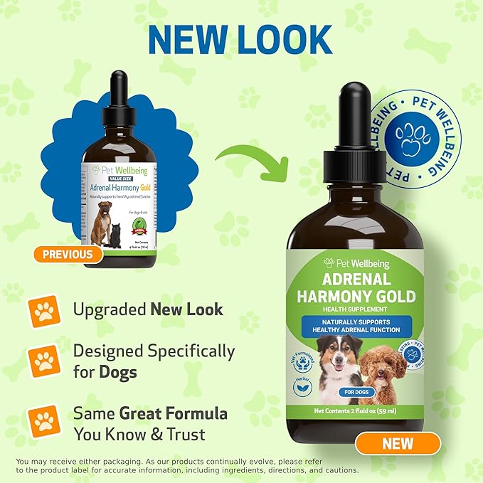 Pet Wellbeing Adrenal Harmony Gold for Dogs - Vet-Formulated - Adrenal Gland Supplement for Dogs, Ashwagandha, Astragalus, Bacopa, Holy Basil - Herbal Supplement  4 oz (118 ml)