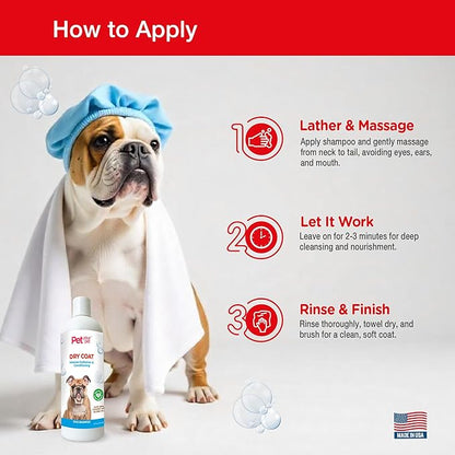 Natural Dog Shampoo for Dry Coats  Intense Hydration & Conditioning with Aloe, Coconut & Jojoba Oil  Moisturizing & Deodorizing Grooming Wash for Sensitive Skin- 16 oz