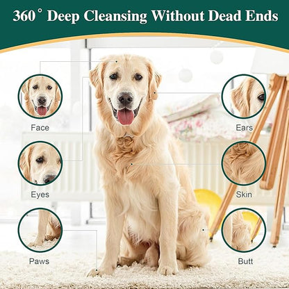 32 PCS Unscented Extra Thick Pet Bathing Wipes for Dogs & Cats, Dog Wipes Washing Gloves, Cleaning & Deodorizing Grooming Gloves for Daily Care and Traveling with EDI Water, Glycerin, Aloe Extract