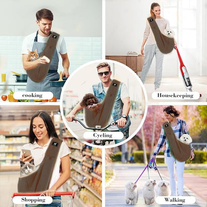 Dog & Cat Carrier Sling, Adjustable Soft Padded Shoulder Puppy Carrier, Hands-Free Dog Carrier Bag with Double Safety Buckles Premium Material for Outdoor Travel (Caramel, L)