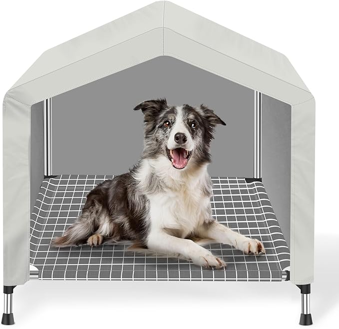 Elevated Dog House for Outdoor or Indoor - Waterproof Dog Tent Cat House, Dog Sunshade Tent, Pet House with Removable Cover, Suitable for Medium Cats Dogs