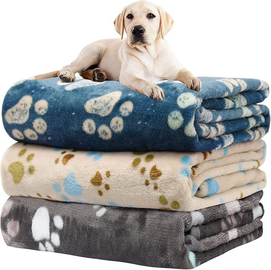 1 Pack 3 Blankets for Dogs, Dog Blankets for Large Dogs, Medium Dog Blanket Super Soft Fluffy Premium Fleece Pet Blanket Flannel Throw for Dog Puppy Cat Paw Blanket(41x31inch)