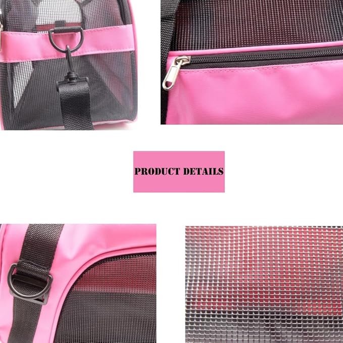 Cat Carrier,Soft-Sided Pet Travel Carrier for Cats,Dogs Puppy Comfort Portable Foldable Pet Bag Airline Approved (LightPink)