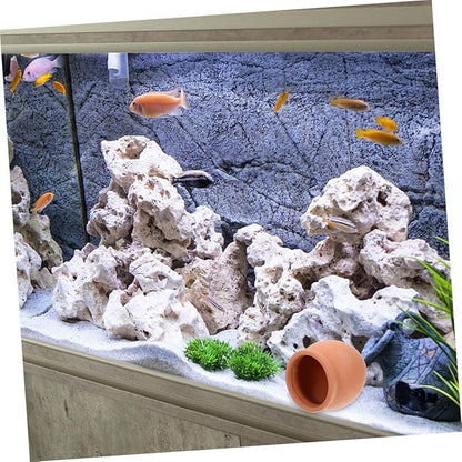 Aquarium Cave Ceramic Decoration, Fish Tank Aquarium Decorations Fish Shelter Decor Hideaway Cave Ceramics and Shrimp Clay Pot Accessories