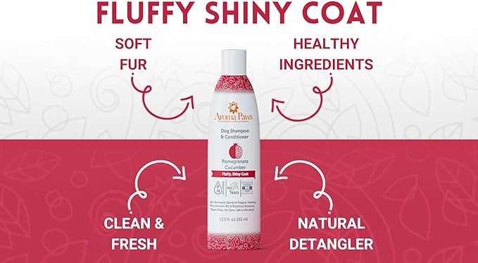 Dog Shampoo and Conditioner - Aromatic Tearless Shampoo for Cleansing, Grooming, and Conditioning - Moisturizing Anti Itch Shampoo for Dogs and Puppies - Pomegranate Cucumber 13.5 oz