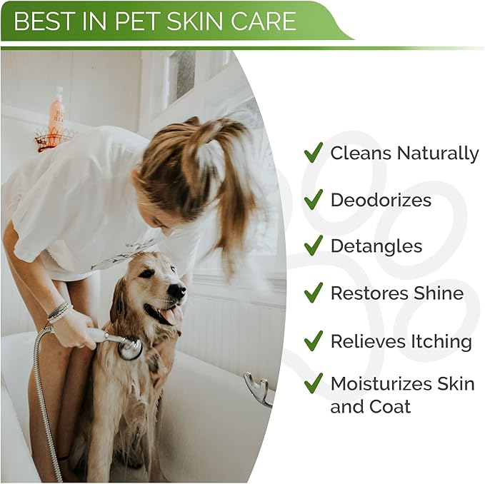 Hypoallergenic Dog Shampoo, Cleans and Soothes Dry Flakey Skin, Reduce Dandruff, Shedding, Calms Itching, Scratching, Organic Aloe & Manuka Honey Softens Fur Moisturizes and Deodorizes