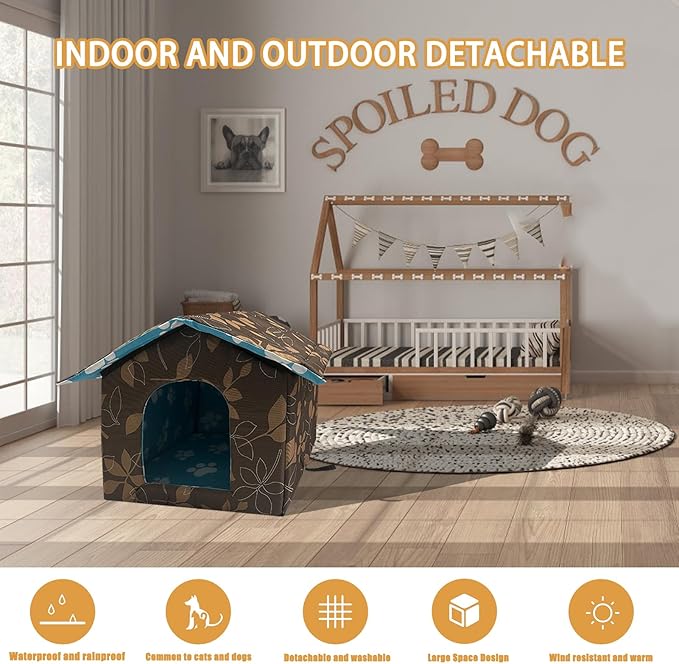 Soft Waterproof Dog House with Pad Pets Foldable Cool Cave Sleeping Bed for Dogs Cats Hamster Small Animal House All Weather Black