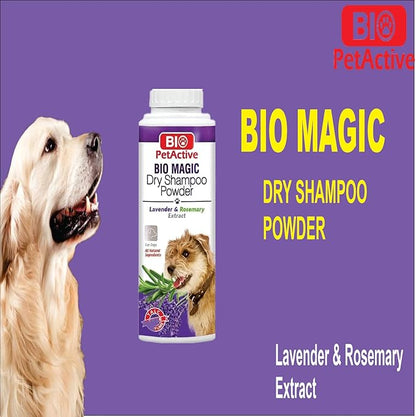 Bio Magic Dry Shampoo Powder with Lavender and Rosemary for Dogs | Cleansing and Moisturizing Perfume and Talc Free Suitable for Sensitive Skin - 5.29 oz