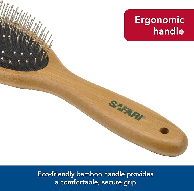 Coastal Pet Safari Wire Pin Dog Brush with Bamboo Handle - Large - General Dog Grooming Brush for Short and Long Hair - Eco-Friendly Handle