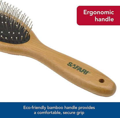 Coastal Pet Safari Wire Pin Dog Brush with Bamboo Handle - Large - General Dog Grooming Brush for Short and Long Hair - Eco-Friendly Handle