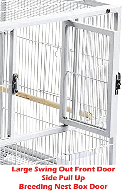 1/2/3-Combo Stacker Center Divided Breeder Breeding Bird Flight Double Rolling Cage for Aviaries Canaries Cockatiels Lovebirds Finches Budgies Small Parrots (White Vein, Three Stacker)