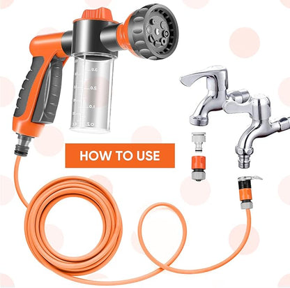 6 Pieces Dog Wash Hose Attachment with Soap Dispenser Pet Bathing Tool Set Dog Comb Brush for Pet Washing(9.4 x 2.7 x 6.7 Inch,Orange)