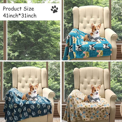 1 Pack 3 Blankets for Dogs, Dog Blankets for Large Dogs, Medium Dog Blanket Super Soft Fluffy Premium Fleece Pet Blanket Flannel Throw for Dog Puppy Cat Paw Blanket(41x31inch)