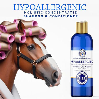 16oz Super Concentrated Hypoallergenic Dog & Cat Shampoo & Conditioner. Gentle Cleansing for Sensitive Skin, Itch Relief Formula, Puppy Safe Makes 4 gallons when diluted or use full strenght