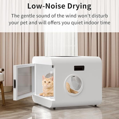 65L Pet Dryer Box, Adjustable Temp Pet Hair Dryer, Safe Cat Kitten Small Dog Puppy Dryer with Timer, Child Lock and 4 Wind Modes, Ultra Quiet Fast 360° Drying Blower for Dog Grooming