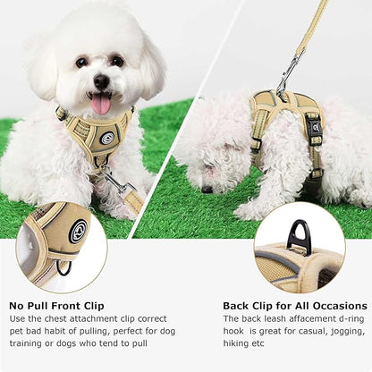 Dog Harness Small Sized Dog, No Pull Pet Harness with 2 Leash Clips, Adjustable Soft Padded Dog Vest Harnesses, Reflective No-Choke Pet Oxford Vest