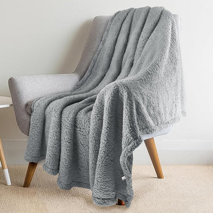 furrybaby Dog Blanket Soft Dog Blankets for Large Dogs Puppy Essentials Washable Sherpa Fleece Cat Blanket 41x65 Inches for Bed Furniture Couch Sofa (X Large, Grey)