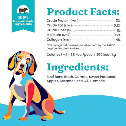 Solid Gold Beef Bone Broth for Dogs - Grain Free Dog Food Topper Rich in Collagen and Superfoods - Nutrient Dense Dog Gravy Topper for Dry Food - Promotes Gut Health and Hydration - 12 Pack