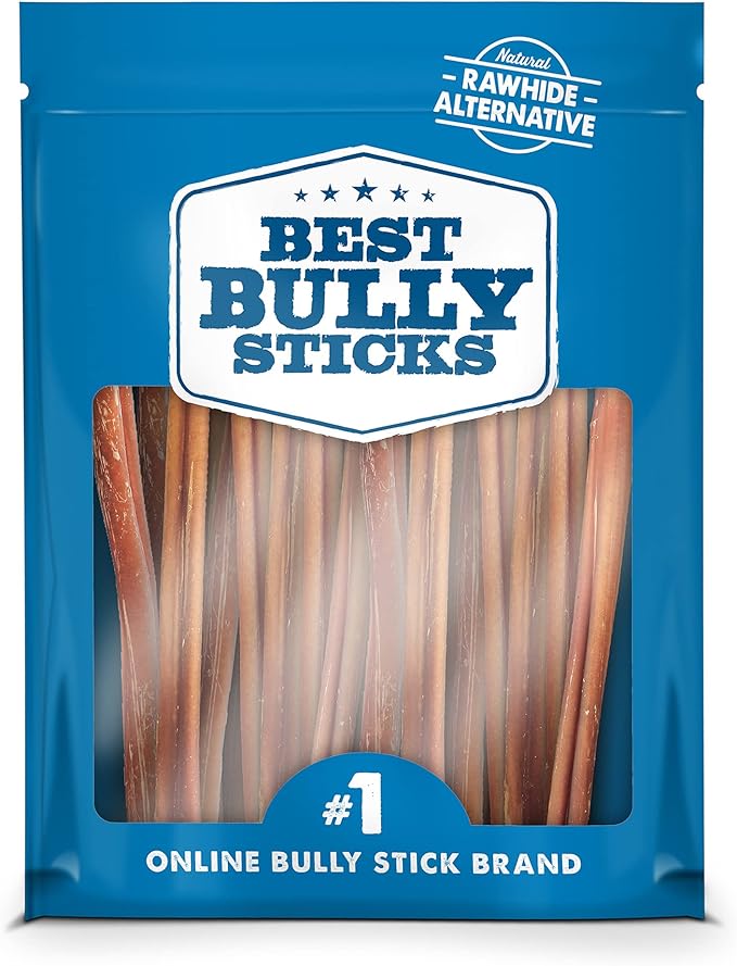 Best Bully Sticks 12 Inch Thin Bully Sticks for Dogs - 100% Natural Grain and Rawhide Free Bully Sticks for Small Dogs, Puppies, Senior Dogs | 24 Pack