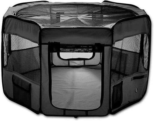 48" Pet Puppy Dog Playpen Exercise Pen Kennel 600D Oxford Cloth Black, Model Number: 48" Black