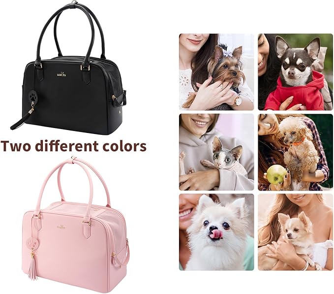 Fashion Pet Carrier Dog Cat Carrier Purse Soft-Sided Leather Handbag Pet Tote Bag for Small Dogs Puppy and Cats,M
