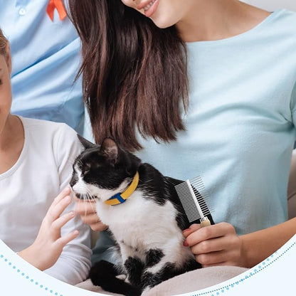Tessco for you 2 Pcs Dog Metal Combs Cat Wooden Handle Grooming Combs Stainless Steel Hairbrush Double Side Metal for Pet Dog Grooming Brush Pet Cat Flea Hairbrush for Long Short Hair Fur Brush Tool
