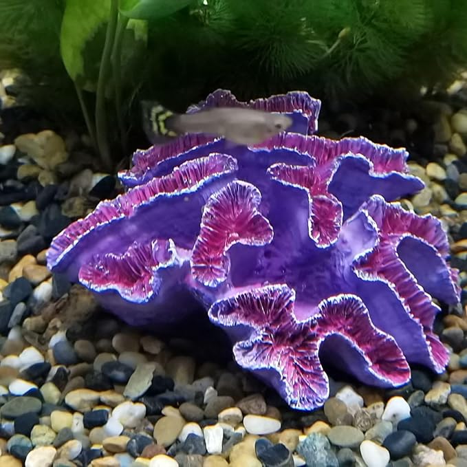 Fish Tank Coral Decoration - Aquarium Simulation Fighting Fish Dodge Cave - Betalie Fish Home Colorful Mountain (Large Purple Coral)