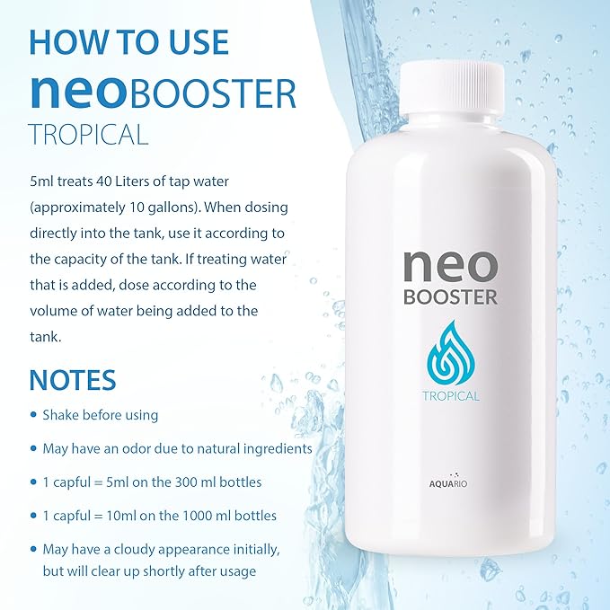 Neo Booster Tropical - Rapid Pollutant Removal, Shortens Filtration Cycle, Ideal for Planted Aquariums, All-in-One Aquarium Water Conditioner - Water Conditioner for Aquarium Tank - 300ml